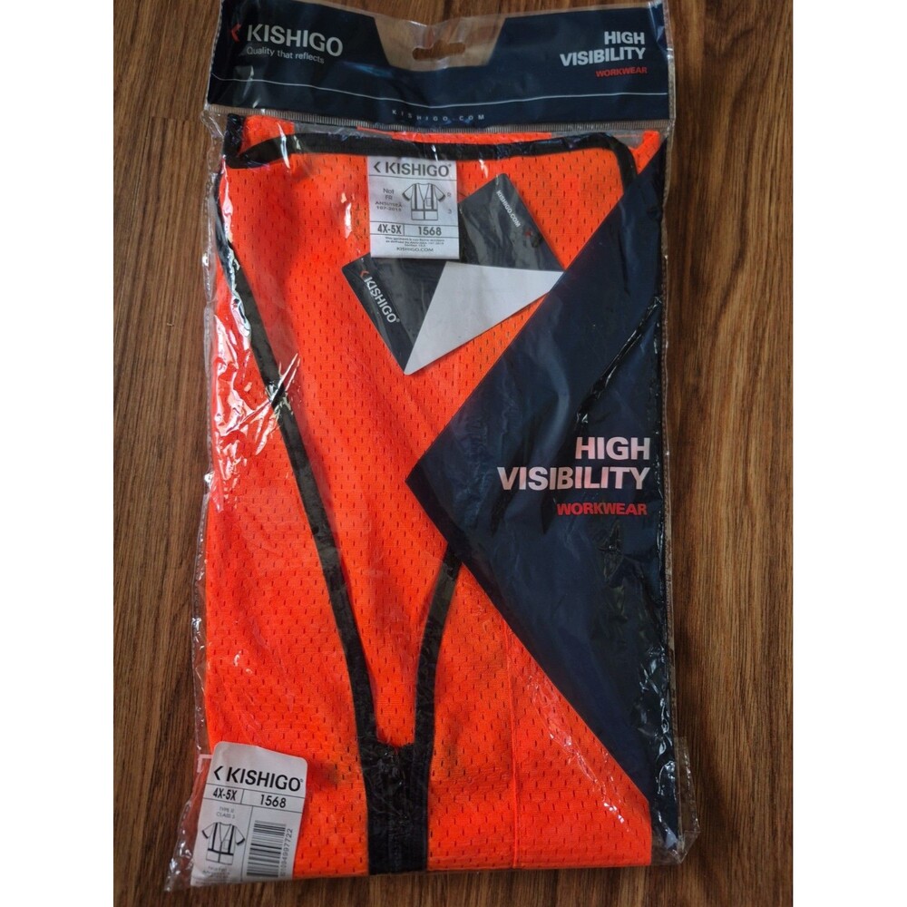 Kishigo High Visibility Workwear Safety Vest Orange 4X- 5XL 1568 High Visibility